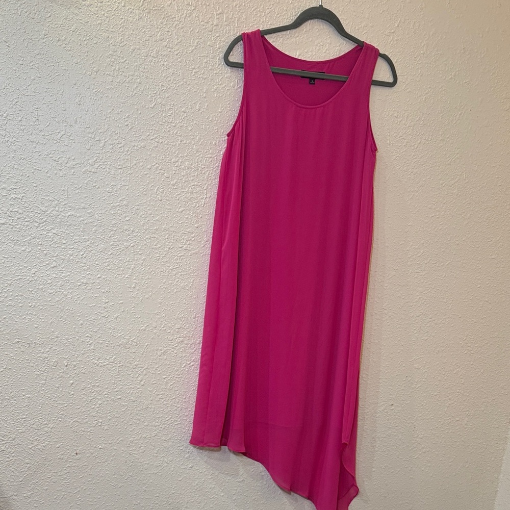 Glamour Hot Pink Asymmetrical Sleeveless Dress
